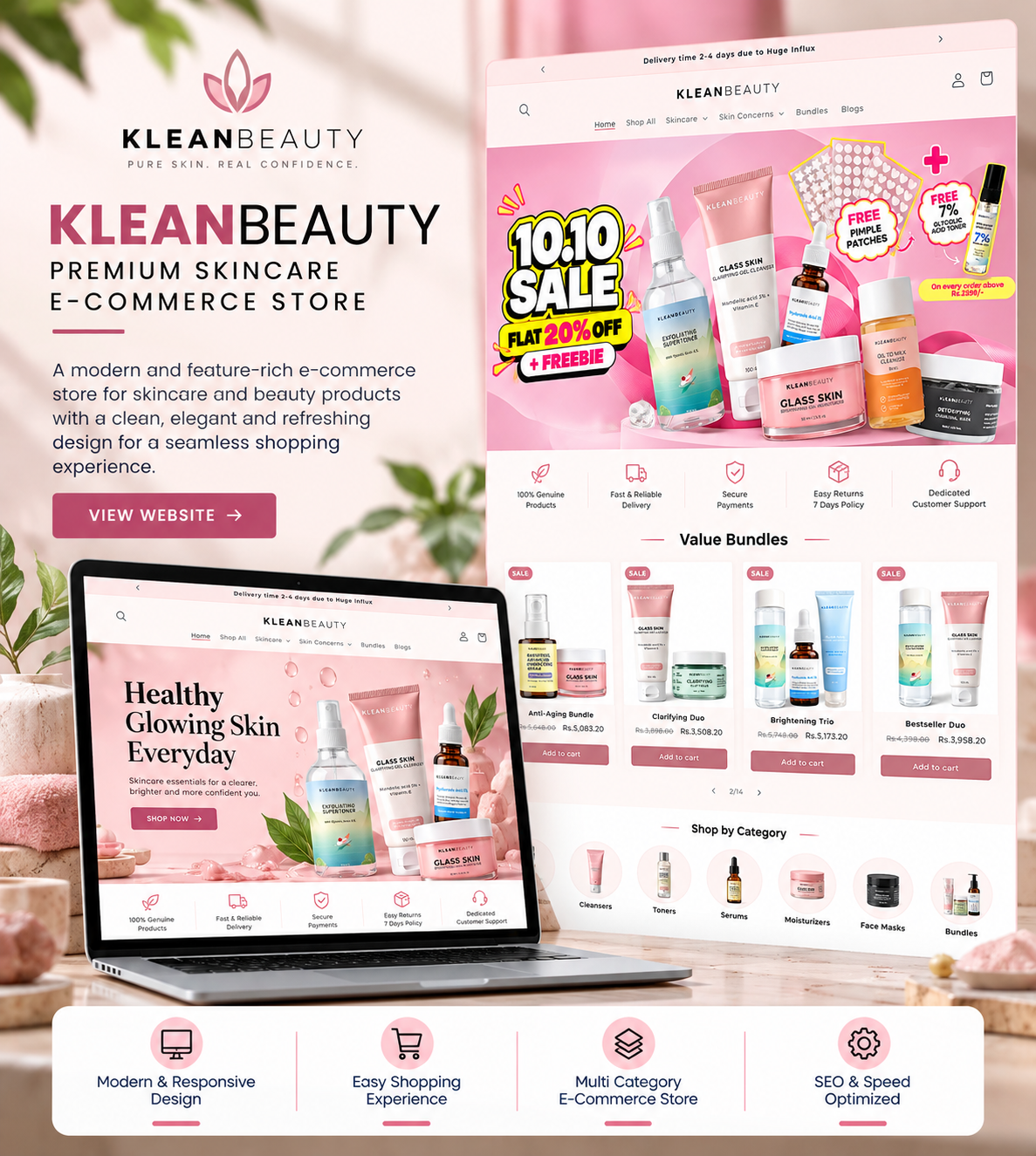 KleanBeauty Pastel E-Commerce Showcase
