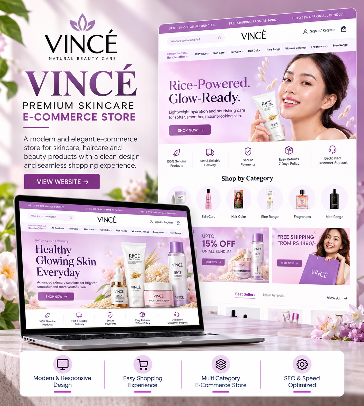 Vincé Lavender Skincare E-Commerce Showcase